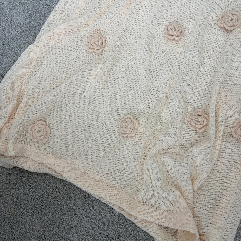 Y2K Knit Halter Maxi Dress Womens M Cream Ivory Beach Vacation Resort Indie Boho - Picture 5 of 7